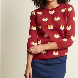 ModCloth Fox Faces Cotton Sweater